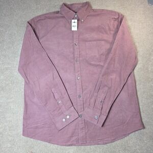 Express Men's Corduroy Button Down Shirt Mauve Pink Long Sleeve Size [L] New